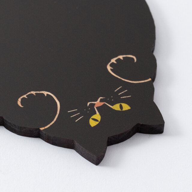 猫雑貨・ねこまみれ｜木製コースター/プレート【 腹見せ のあにゃん
