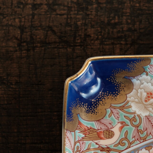 ゴージャスな色彩◇有田焼 深川製磁 花鳥文色絵金彩正方皿 和食器 高級