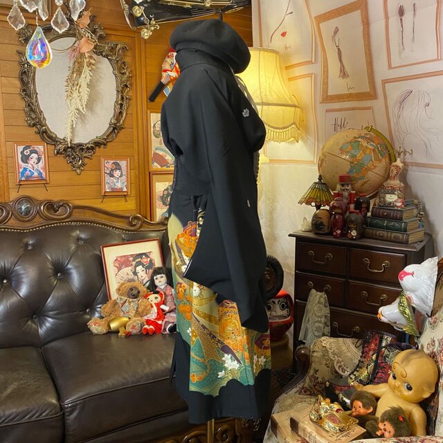 黒留袖 着物 リメイク ワンピース ドレス ミニミディ 和洋折衷 洗える