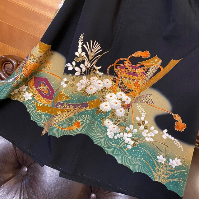 黒留袖 着物 リメイク ワンピース ドレス ミニミディ 和洋折衷 洗える