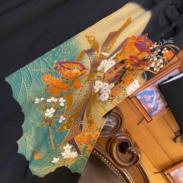 黒留袖 着物 リメイク ワンピース ドレス ミニミディ 和洋折衷 洗える