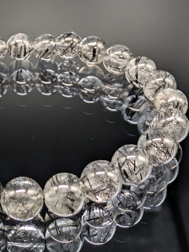 高品質・金運】ブラックルチルクォーツ 8mm ブレスレット | iichi 日々