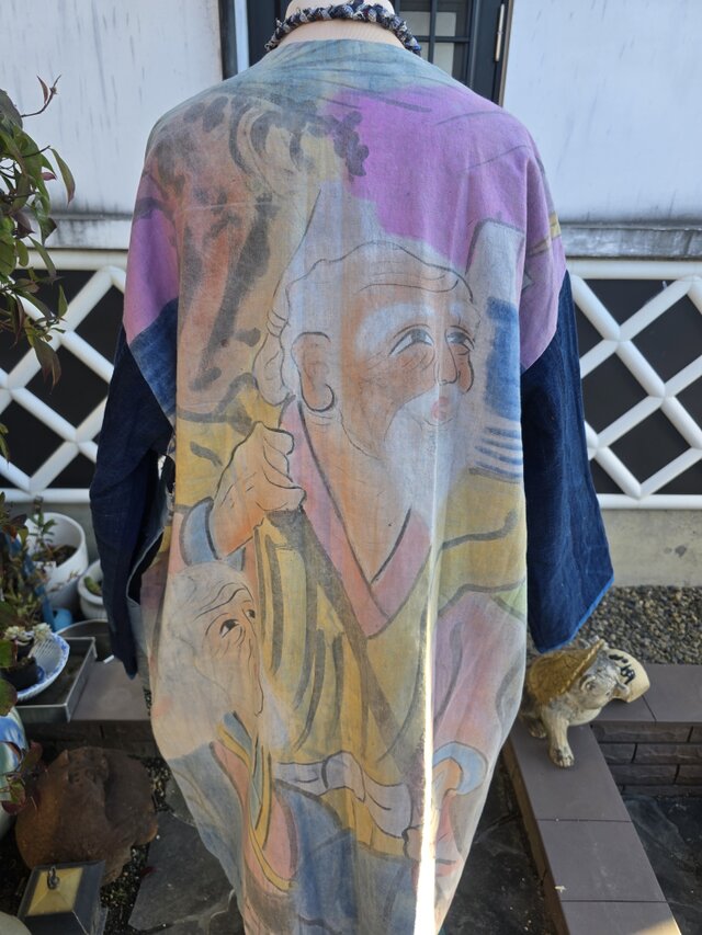 着物リメイク BORO のぼり 型染め 刺し子 パッチワーク コート | iichi