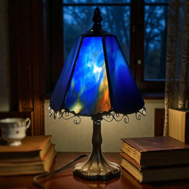 ステンドグラスランプ　ブルー　ダイヤモンド ステンドグラスランプ ブルー ダイヤモンド 新色 ダイヤランプ ブルー