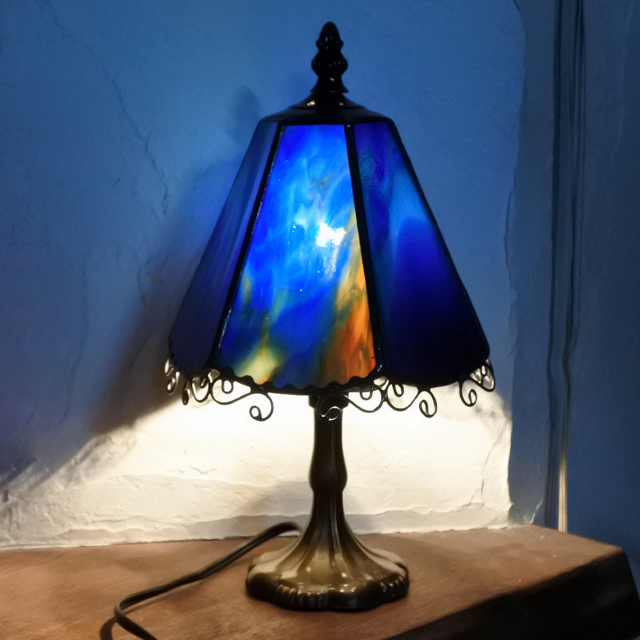 一点物 早い者勝ち! 「静夜 」ブルー ステンドグラスランプ