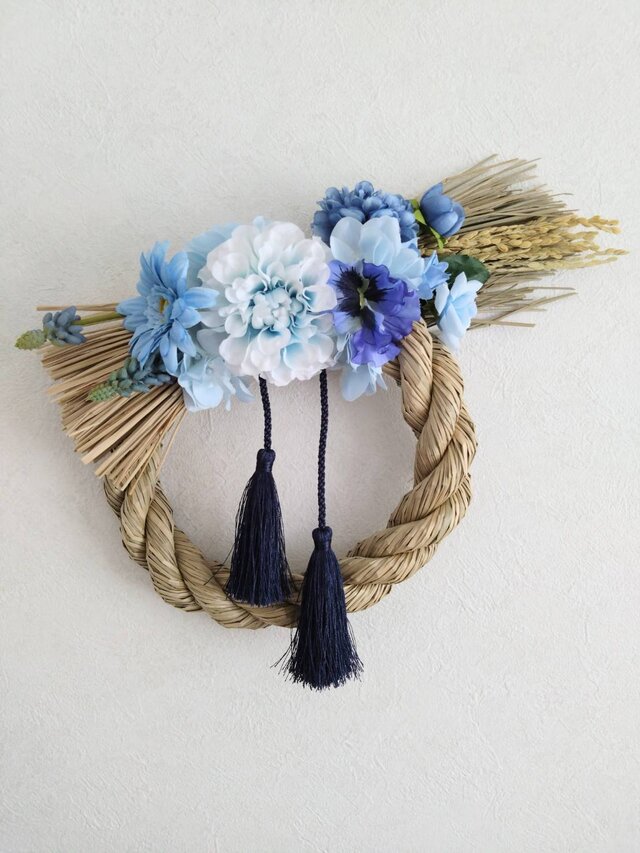 お洒落しめ縄リース（ブルー） | iichi 日々の暮らしを心地よくする
