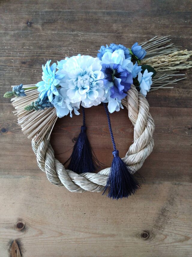 お洒落しめ縄リース（ブルー） | iichi 日々の暮らしを心地よくする