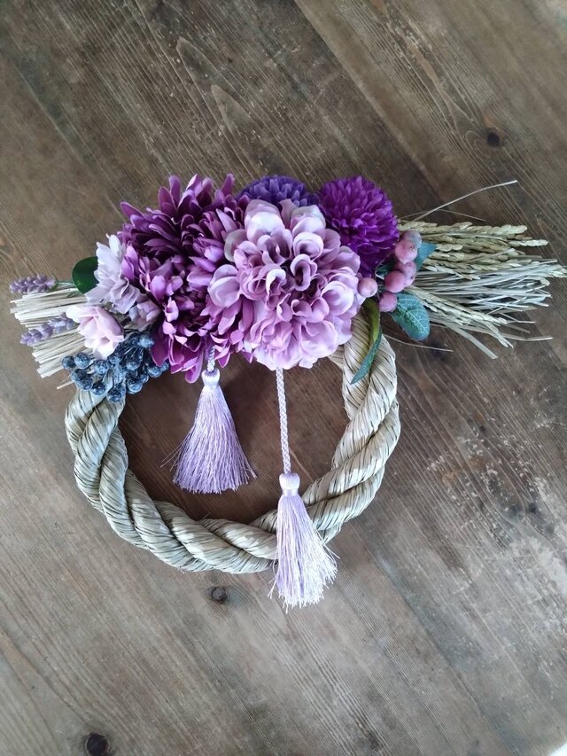 お洒落しめ縄リース（パープル） | iichi 日々の暮らしを心地よくする