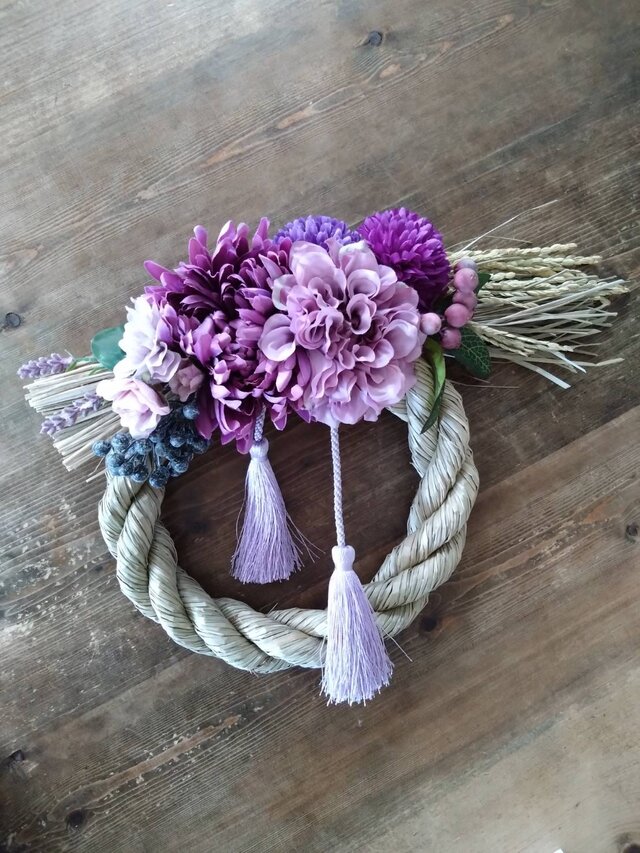 お洒落しめ縄リース（パープル） | iichi 日々の暮らしを心地よくする