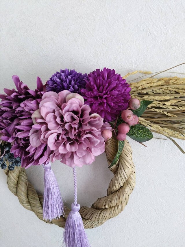 お洒落しめ縄リース（パープル） | iichi 日々の暮らしを心地よくする