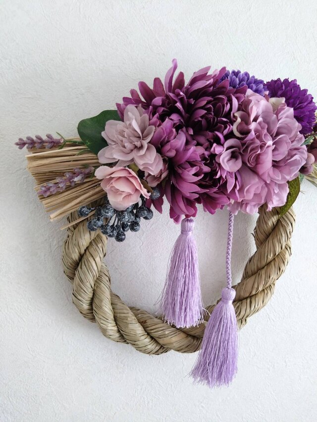 お洒落しめ縄リース（パープル） | iichi 日々の暮らしを心地よくする