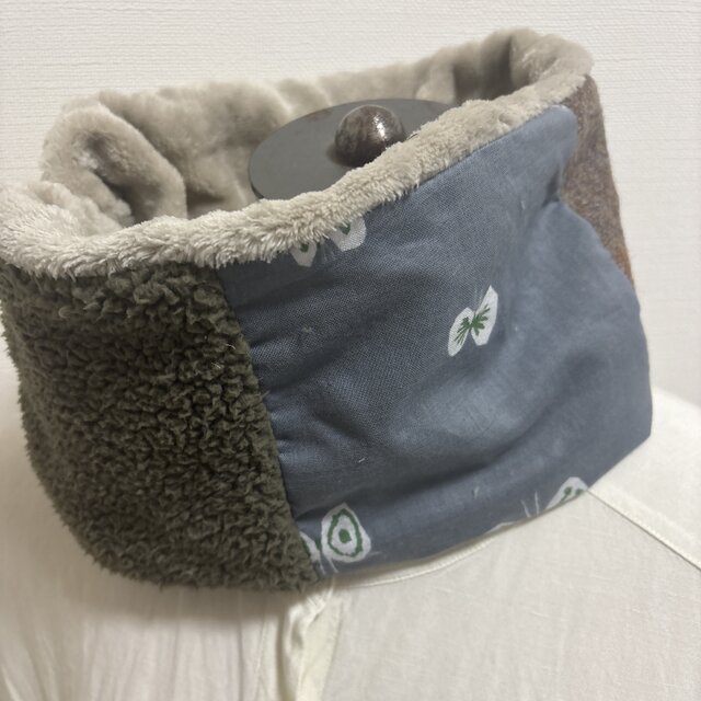 ハンドメイド☆ネックウォーマーミナペルホネンニットパッチワークファ