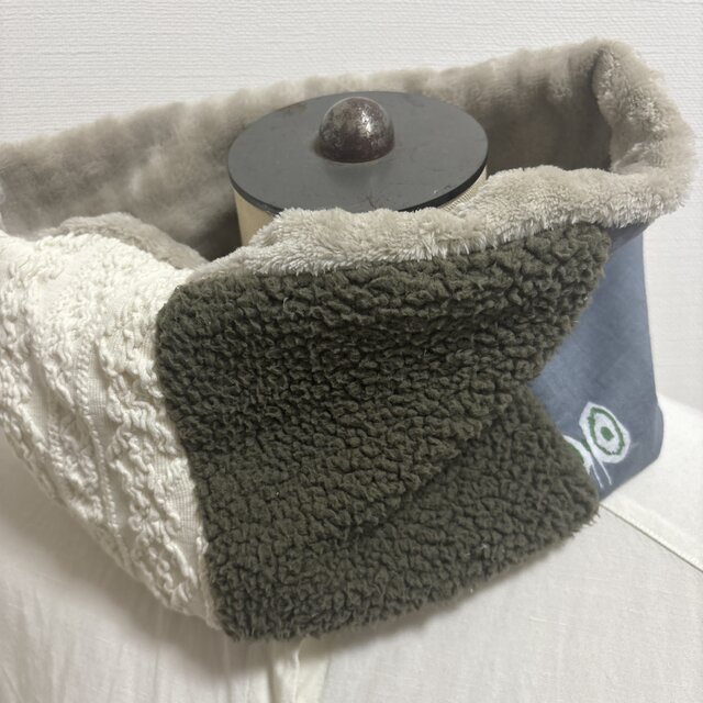 ハンドメイド☆ネックウォーマーミナペルホネンニットパッチワークファ