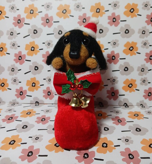 クリスマス羊毛フェルトダックスフントぬいぐるみ | iichi 日々の