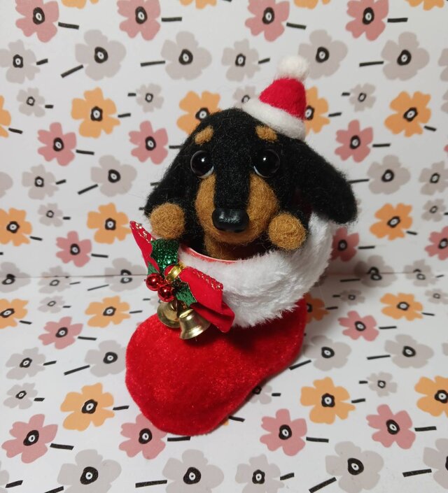 クリスマス羊毛フェルトダックスフントぬいぐるみ | iichi 日々の
