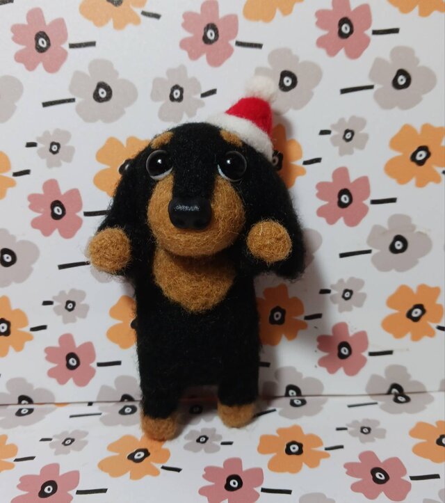 クリスマス羊毛フェルトダックスフントぬいぐるみ | iichi 日々の