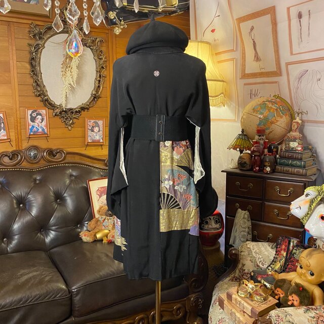 訳あり】黒留袖 着物リメイクセットアップ ツーピース 2部式 スカート