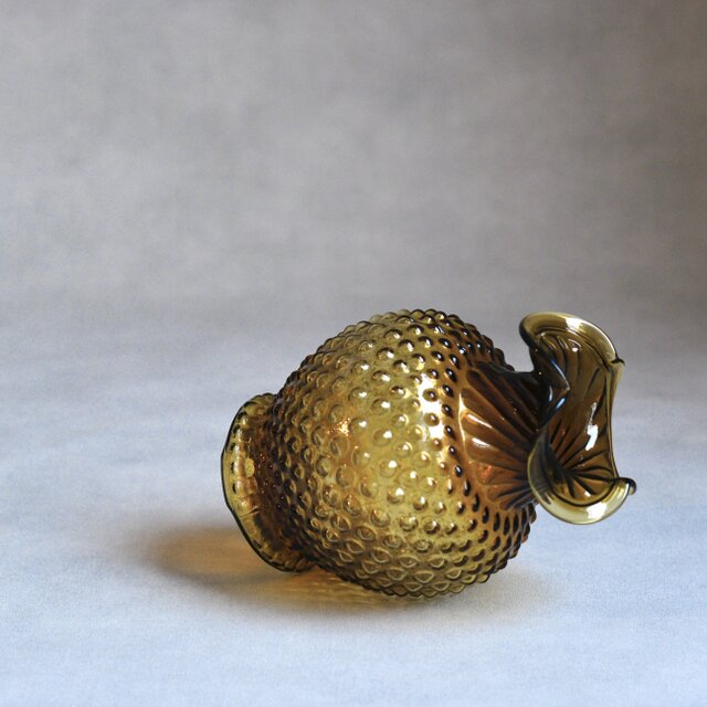 Indiana Glass】ヴィンテージ / アメリカ製 / ガラス花瓶 / アンバー