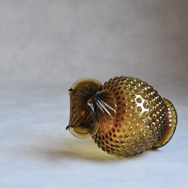 Indiana Glass】ヴィンテージ / アメリカ製 / ガラス花瓶 / アンバー