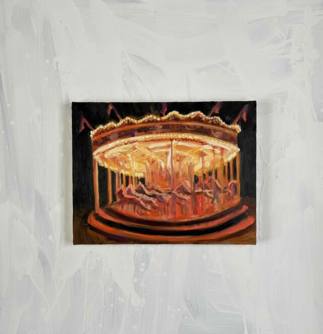 32×41㎝「夜のメリーゴーランド6」原画・油彩画・F6 | iichi 日々の