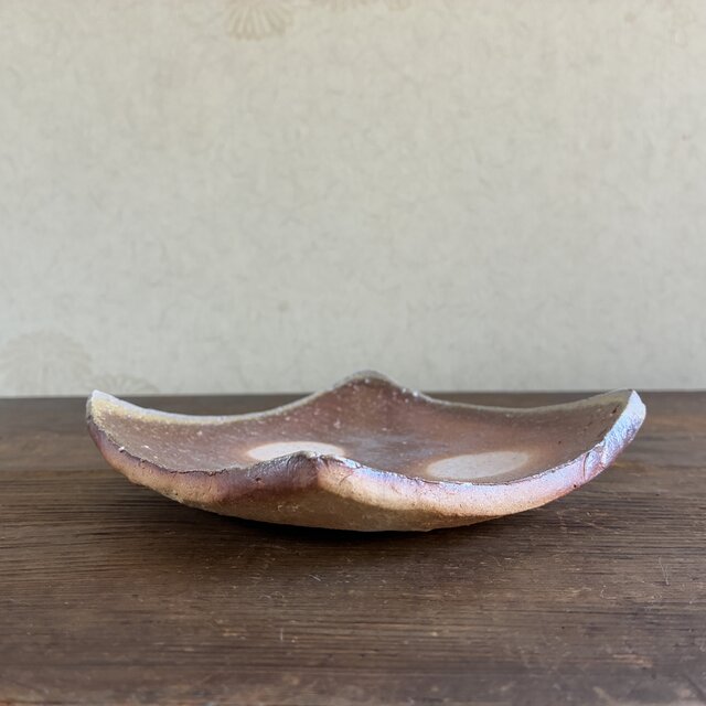 信楽焼 白荒土 穴窯焼成・四方上げ皿 15cm（No5）｜角皿・菓子皿・前菜