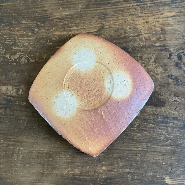 信楽焼 白荒土 穴窯焼成・四方上げ皿 15cm（No6）｜角皿・菓子皿・前菜