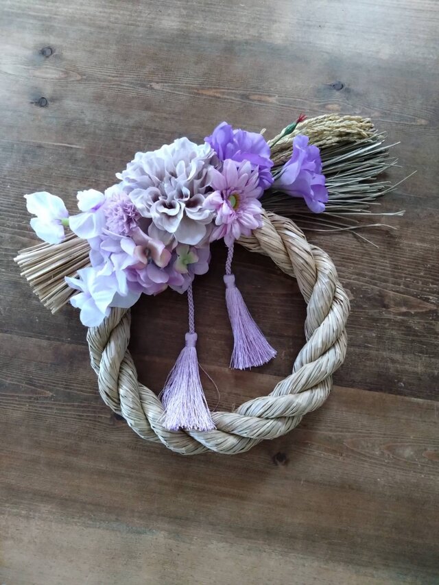 お洒落しめ縄リース（ライトパープル） | iichi 日々の暮らしを