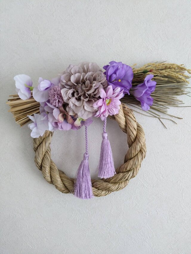 お洒落しめ縄リース（ライトパープル） | iichi 日々の暮らしを