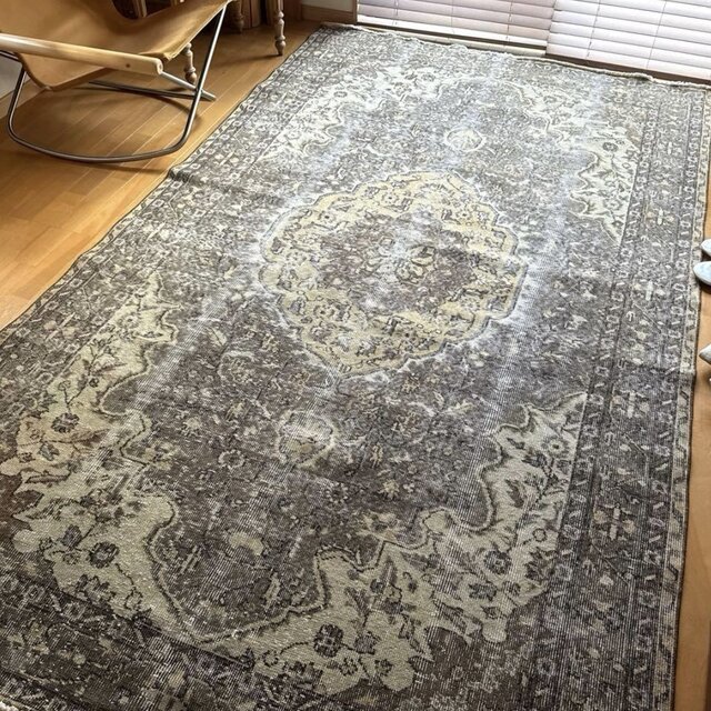 超大判　トルコヴィンテージラグ　241×138アイボリー　トルコラグ　メダリオン 超大判 トルコヴィンテージラグ 241×138アイボリー トルコラグ