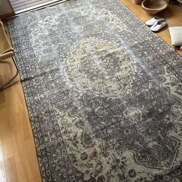 117×214 エメラルドグリーン　メダリオンボタニカル　トルコヴィンテージラグ 117×214 エメラルドグリーン メダリオンボタニカル トルコヴィンテージ