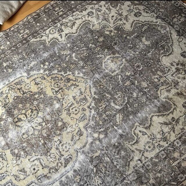 超大判165×286 メダリオン グレージュ ボタニカル トルコヴィンテージ