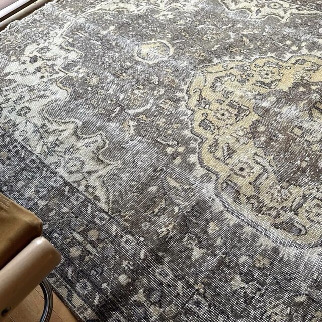 超大判165×286 メダリオン グレージュ ボタニカル トルコヴィンテージ