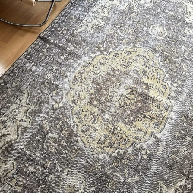 超大判165×286 メダリオン グレージュ ボタニカル トルコヴィンテージ