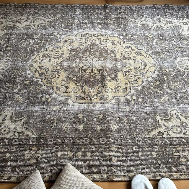 特大　超大判　287×167イエローゴールド　ボタニカル　トルコヴィンテージラグ 特大 超大判 287×167イエローゴールド ボタニカル トルコヴィンテージ
