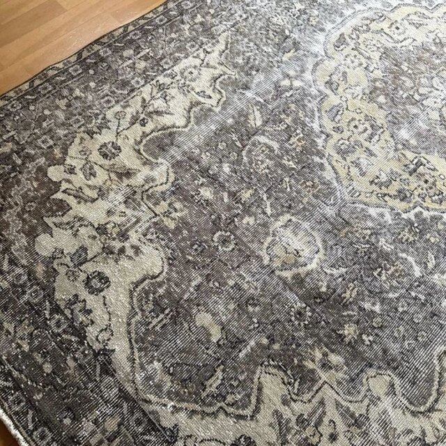 超大判165×286 メダリオン グレージュ ボタニカル トルコヴィンテージ