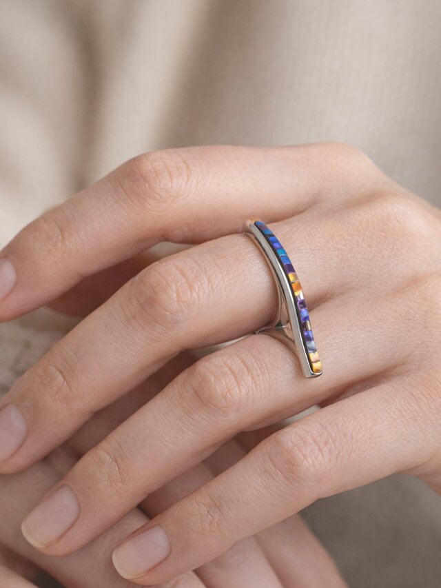 マンモス牙×黒檀×螺鈿 指輪 一点物 silver螺鈿ring | iichi 日々の暮らしを心地よくするハンドメイドや
