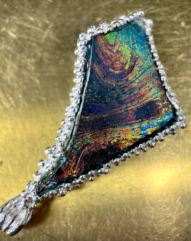 ローマングラスsilverペンダント(送料無料)ガラスが宝石になった