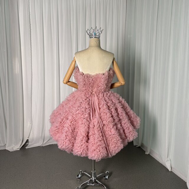 カラードレス ピンク オーバードレス ミニワンピース ラッフルフリル