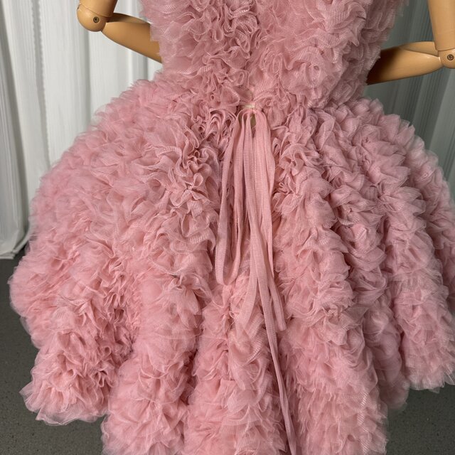 カラードレス ピンク オーバードレス ミニワンピース ラッフルフリル