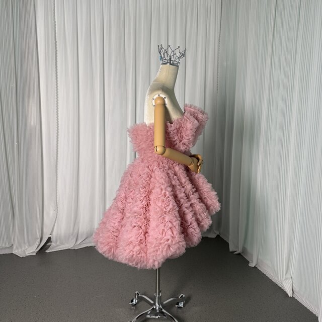 カラードレス ピンク オーバードレス ミニワンピース ラッフルフリル