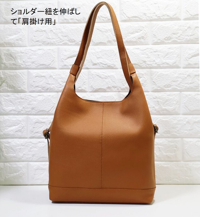 ☆3WAYリュック☆少し大き目☆本革☆軽量☆キャメル色・スモーキー 