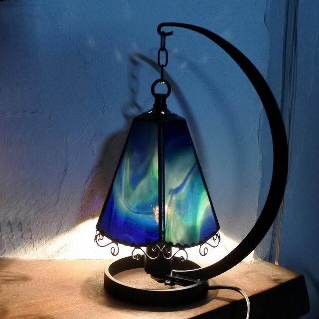 1点物！早い者勝ち！「オーロラの夜」 ステンドグラス 吊り下げランプ
