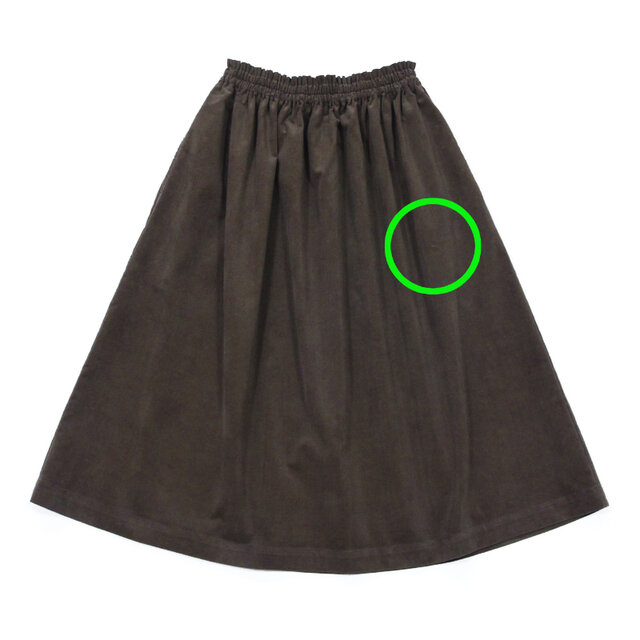 ☆新色【即納】コーデュロイ ギャザースカート（カーキブラウン）総丈