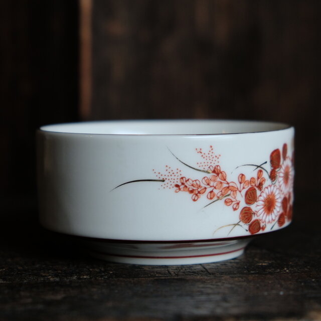 お正月に◇美しい赤絵。久谷焼 花文赤絵金彩盛鉢 小鉢 和食器 工芸品
