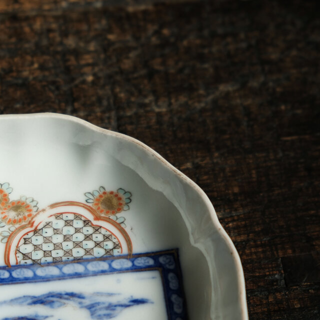 明治期　横浜焼 色絵金彩 鴉　風景図皿　皿　細密画 明治期 横浜焼 色絵金彩 鴉 風景図皿 皿 細密画