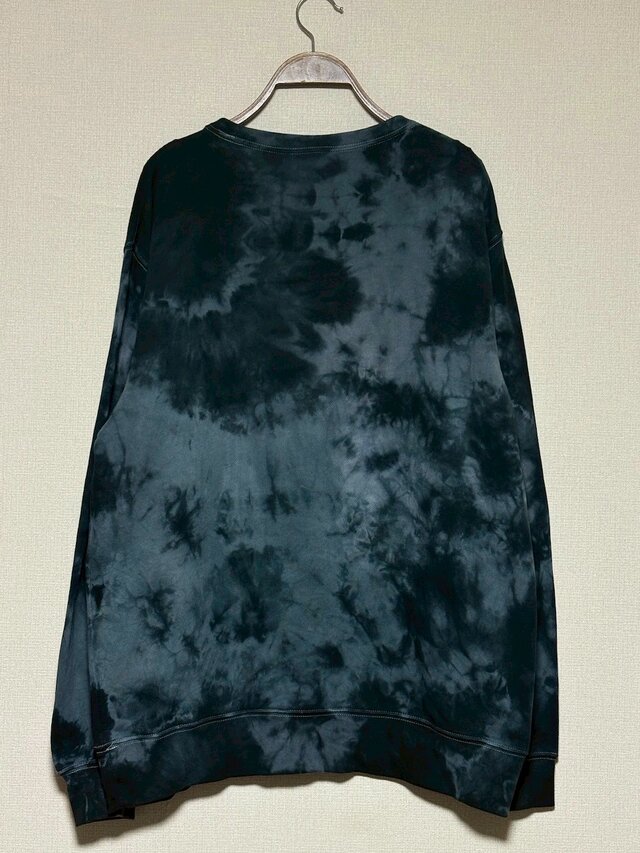 タイダイ スウェット トレーナー XLサイズ ブラック×グレー ムラ染め