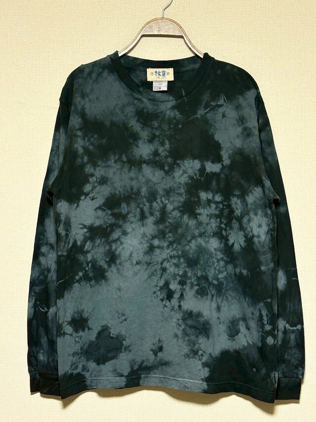タイダイ 長袖Tシャツ Mサイズ ブラック×グレー ムラ染め HIPPIES DYE