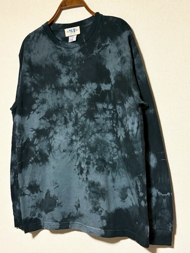 タイダイ 長袖Tシャツ Mサイズ ブラック×グレー ムラ染め HIPPIES DYE
