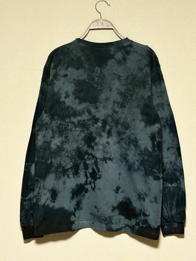 タイダイ 長袖Tシャツ Mサイズ ブラック×グレー ムラ染め HIPPIES DYE