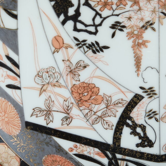 花と鳳凰と貴族◇佐治貿易 SAJI HANDMALEREI 輸出用 色絵金彩大皿 飾り